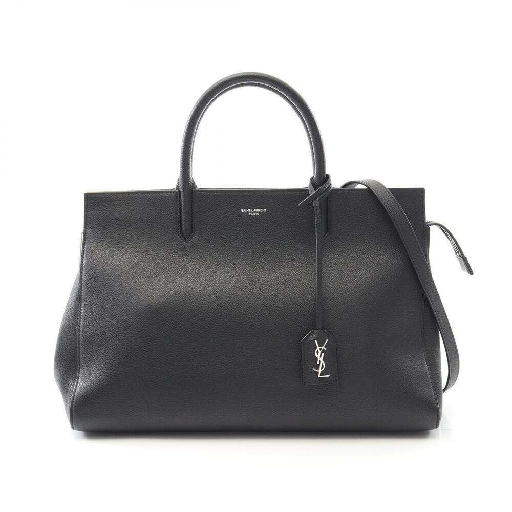 Saint Laurent Paris Cabas Rive Gauche Handbag Leather Black